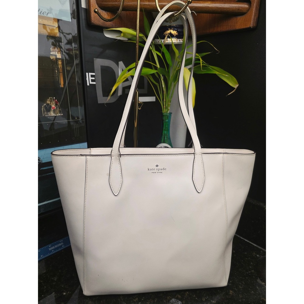 Kate Spade Staci Large Tote Parchment White Saffiano Leather WKR00303 Work Bag